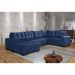 Sofá de Canto 6 Lugares Dijon com Chaise Esquerdo e Entrada USB Suede Azul Marinho