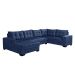 Sofá de Canto 6 Lugares Dijon com Chaise Esquerdo e Entrada USB Suede Azul Marinho