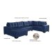 Sofá de Canto 6 Lugares Dijon com Chaise Esquerdo e Entrada USB Suede Azul Marinho