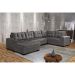 Sofá de Canto 6 Lugares Dijon com Chaise Esquerdo e Entrada USB Suede Cinza