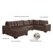 Sofá de Canto 6 Lugares Dijon com Chaise Esquerdo e Entrada USB Suede Marrom