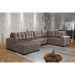 Sofá de Canto 6 Lugares Dijon com Chaise Esquerdo e Entrada USB Suede Nude