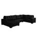 Sofá de Canto 6 Lugares Dijon com Chaise Esquerdo e Entrada USB Suede Preto