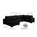 Sofá de Canto 6 Lugares Dijon com Chaise Esquerdo e Entrada USB Suede Preto