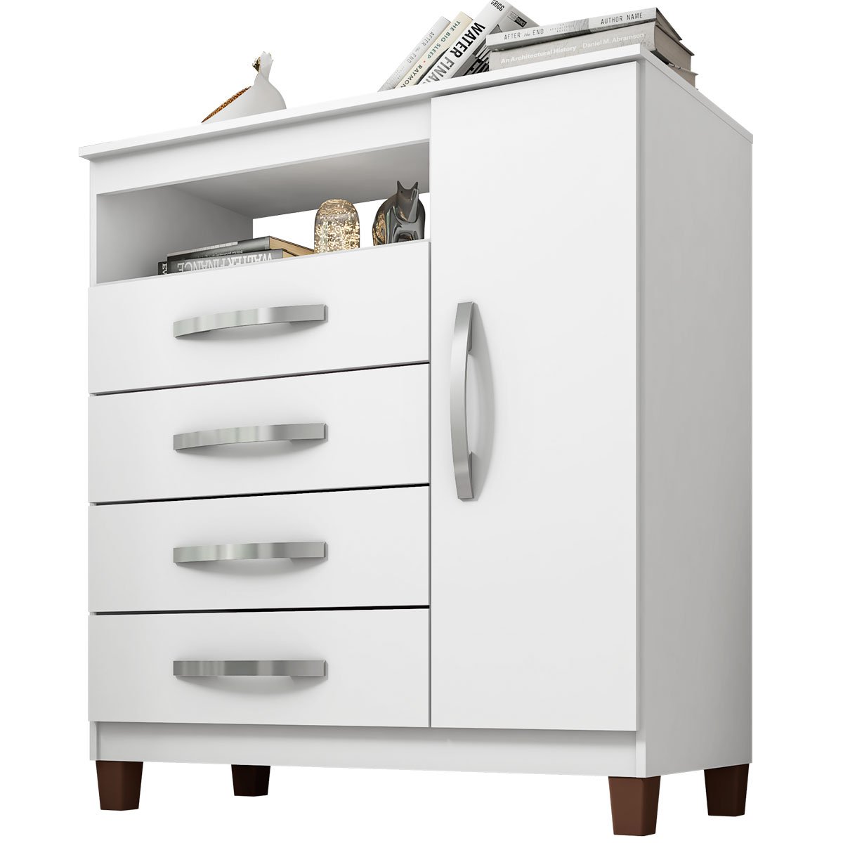 Cômoda Sapateira 4 Gavetas 1 Porta Cannes Branco