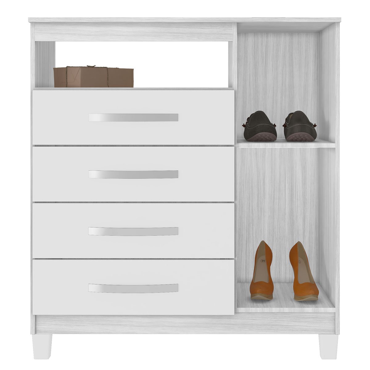 Cômoda Sapateira 4 Gavetas 1 Porta Cannes Branco