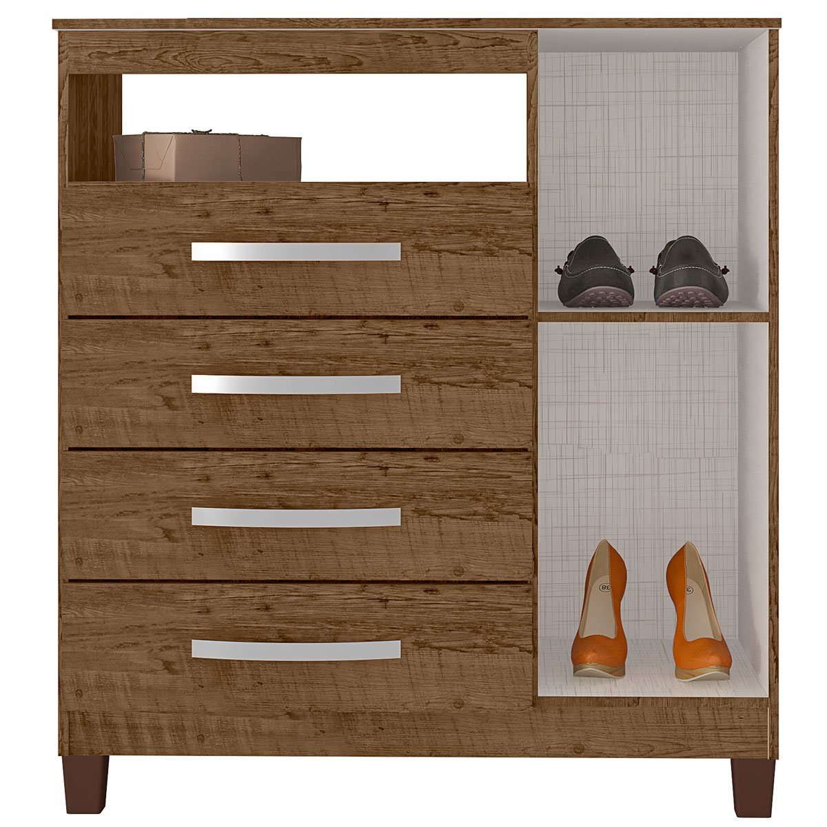 Cômoda Sapateira 4 Gavetas 1 Porta Cannes Malbec