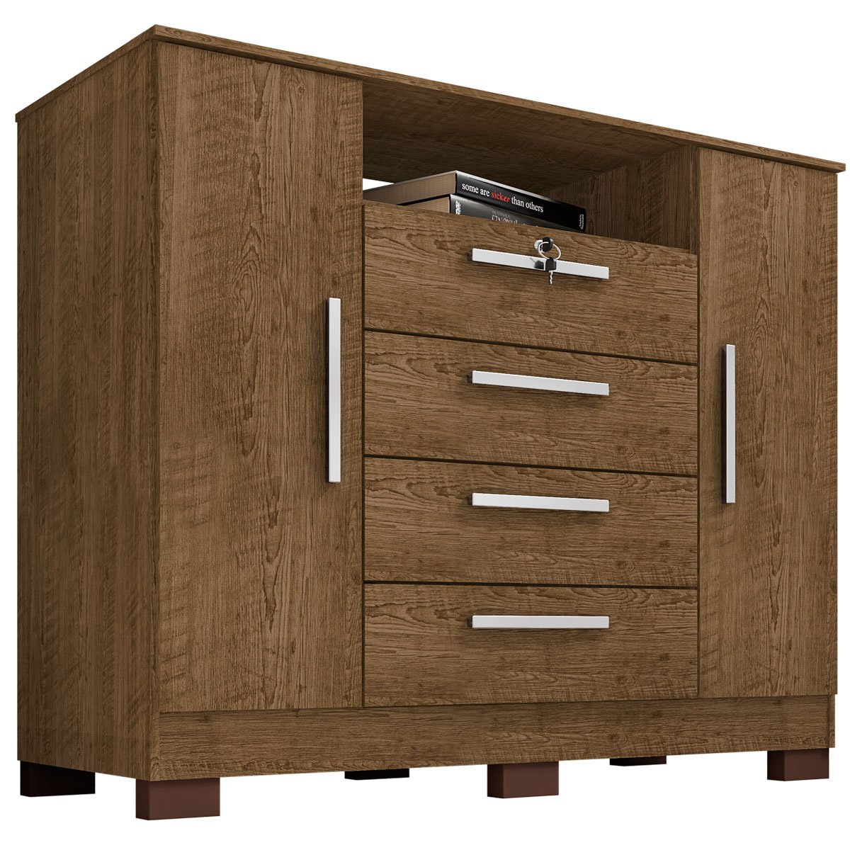 Cômoda Sapateira Rack para Quarto 2 Portas 4 Gavetas Madri Malbec