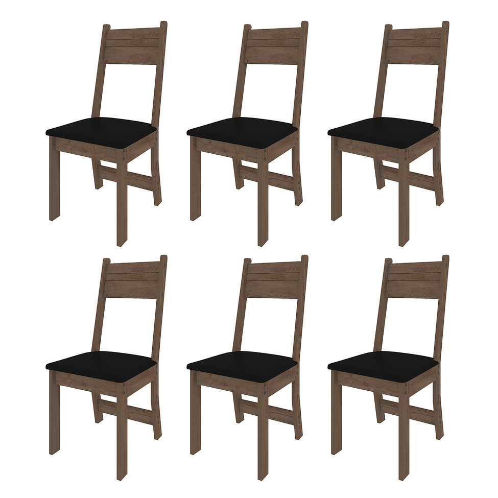 Conjunto com 6 Cadeiras Luzia Noce e Preto