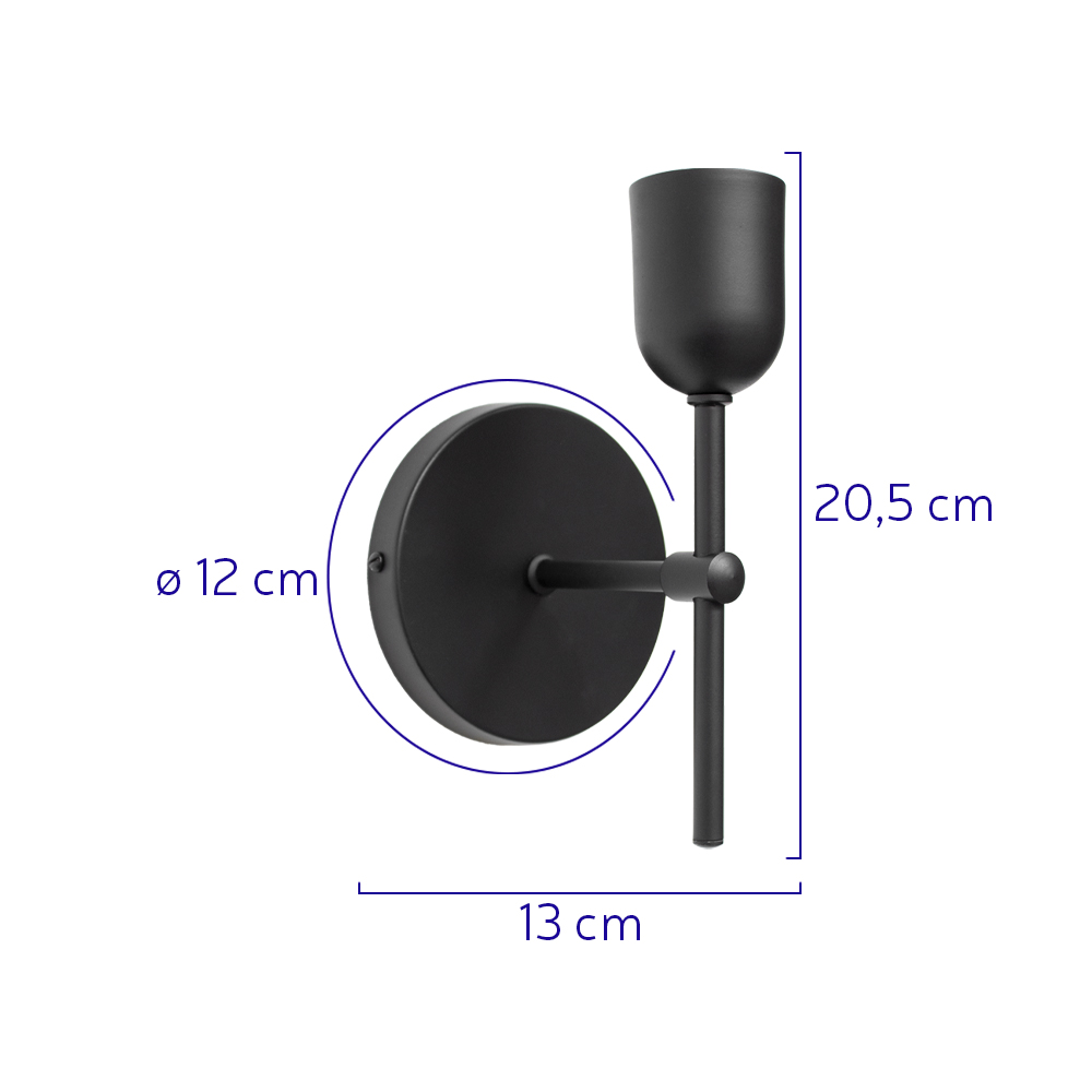 Arandela Parede Para Cabeceira Quarto e Banheiro Lavabo Preto