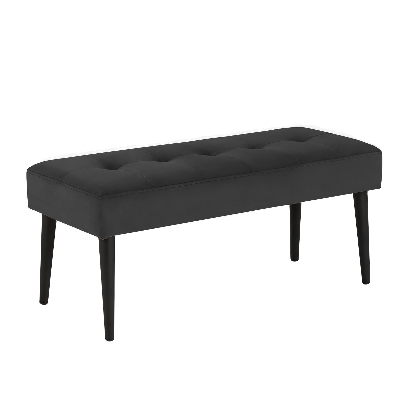 Banco Estofado Theo 1,20m Suede Suede Preto - Inova Decor