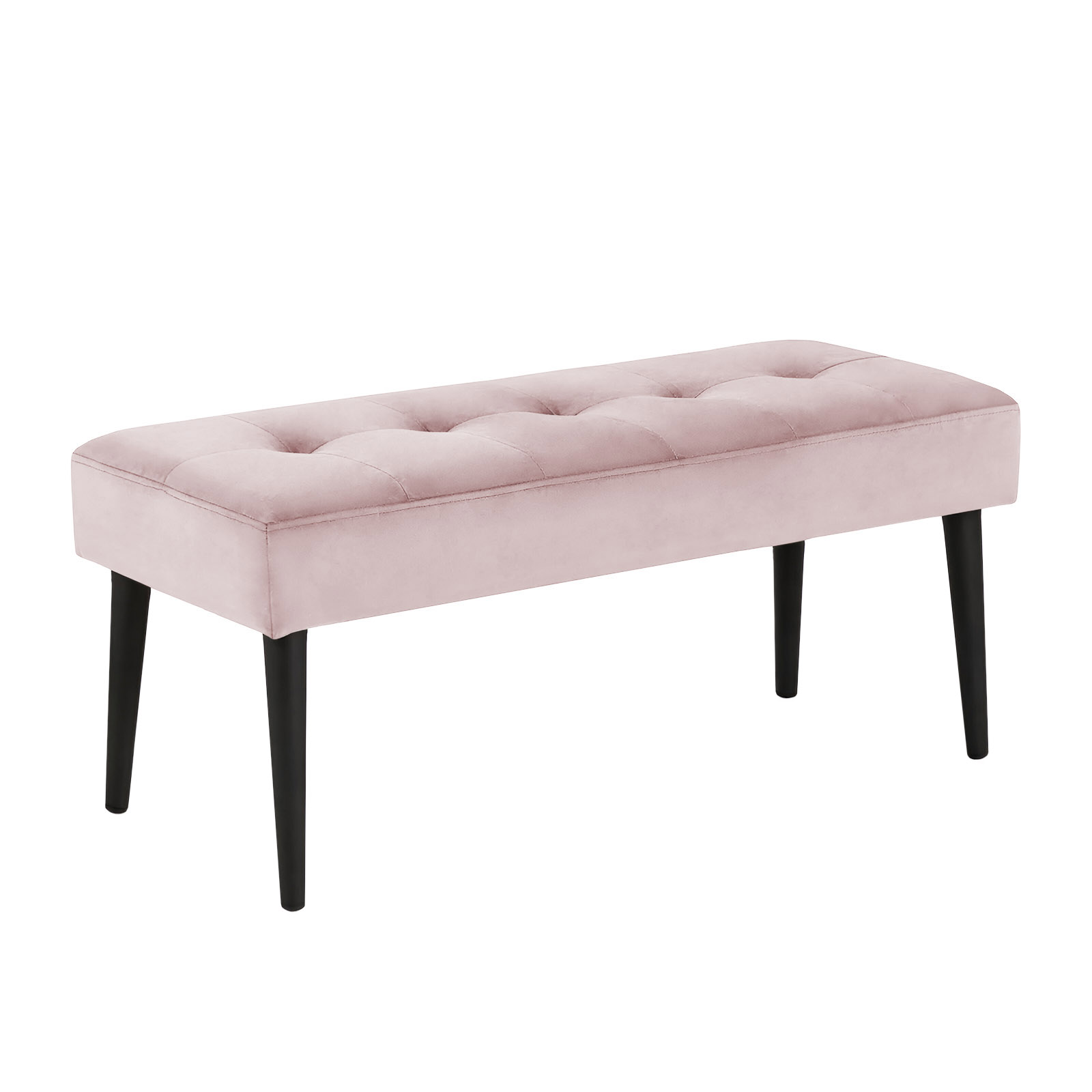 Banco Estofado Theo 1,60m Suede Rosa Bebe - Inova Decor