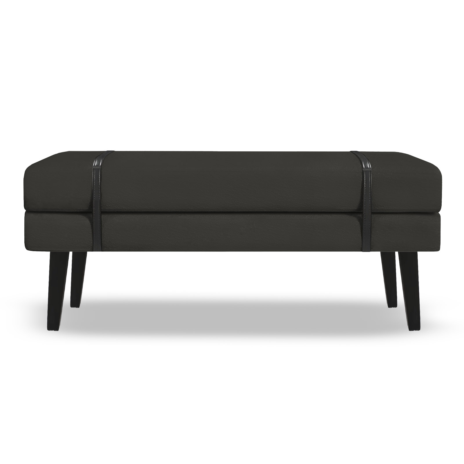 Banco Estofado Viena 1,20m Linho Preto - Inova Decorações