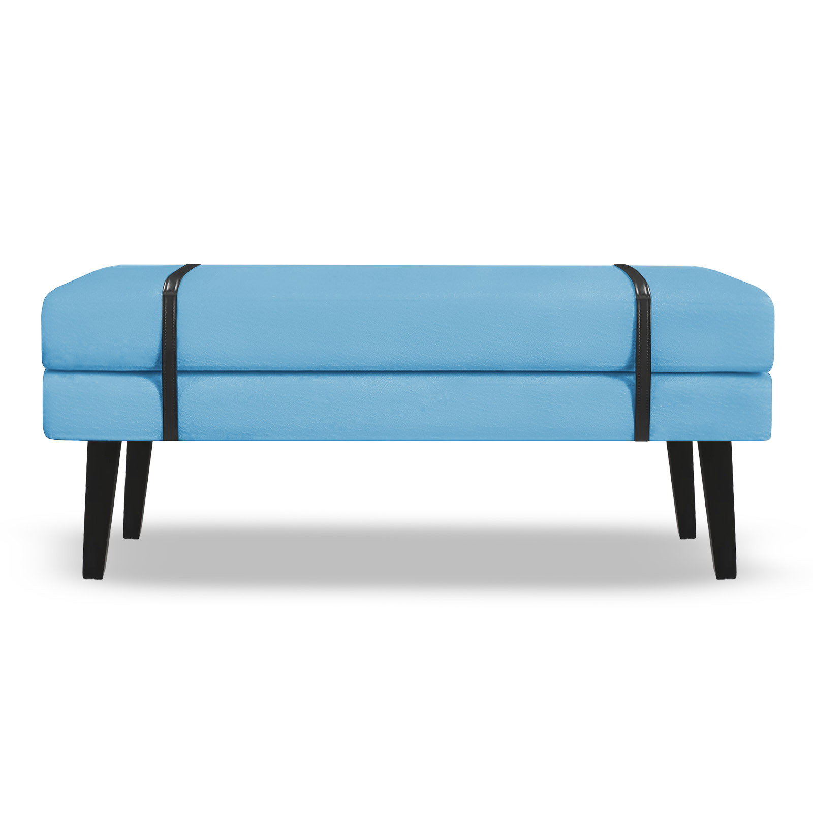 Banco Estofado Viena 1,20m Suede Azul Turquesa - Inova Decorações