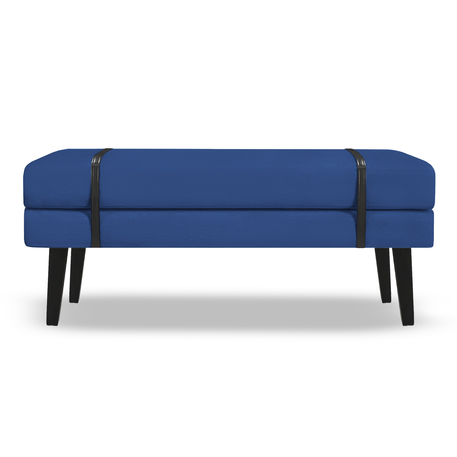 Banco Estofado Viena 1,20m Suede Azul marinho - Inova Decorações