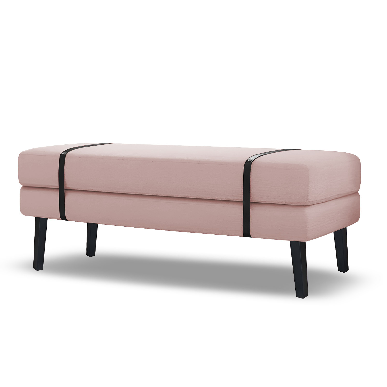 Banco Estofado Viena 1,20m Suede Rosa Bebe - Inova Decorações