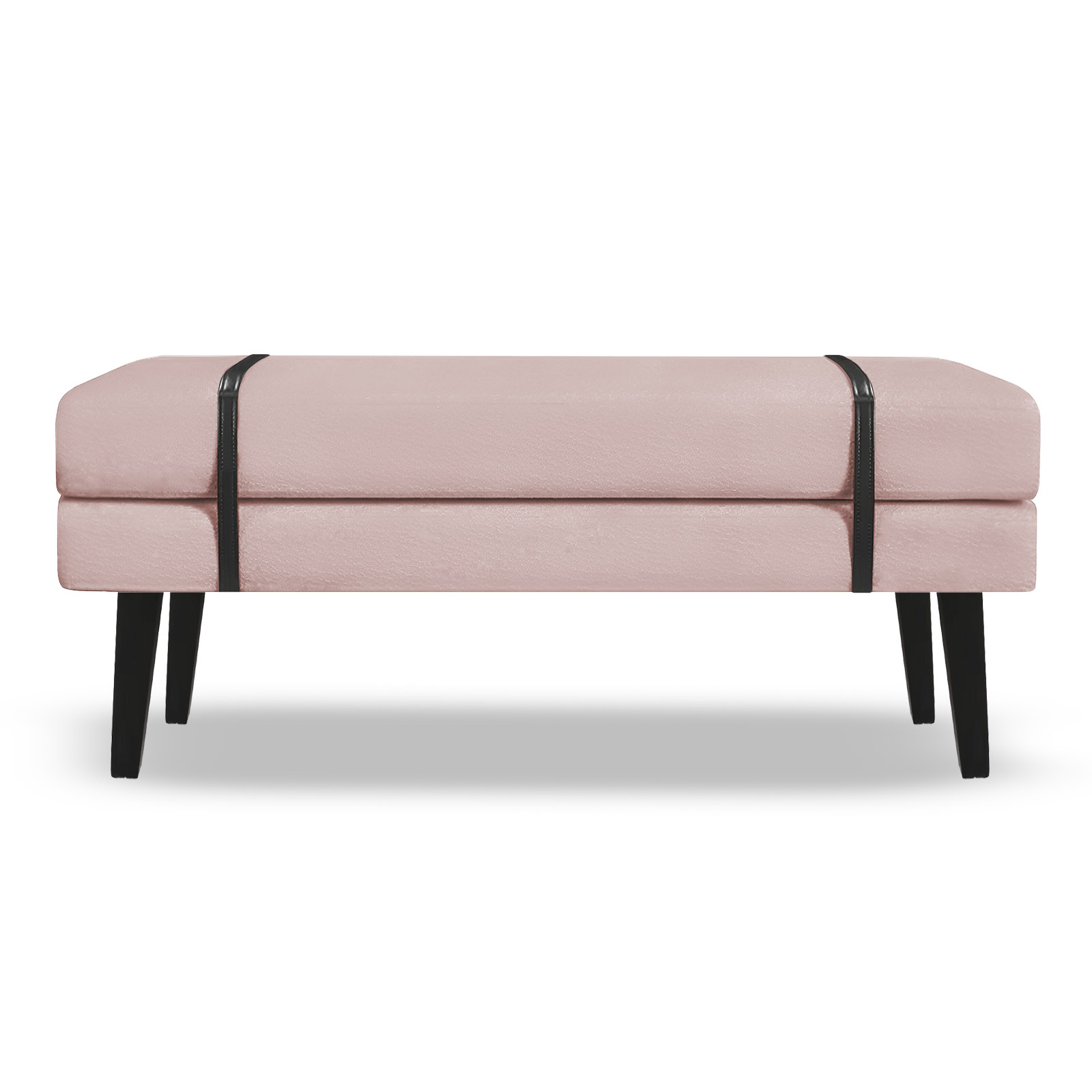 Banco Estofado Viena 1,20m Suede Rosa Bebe - Inova Decorações