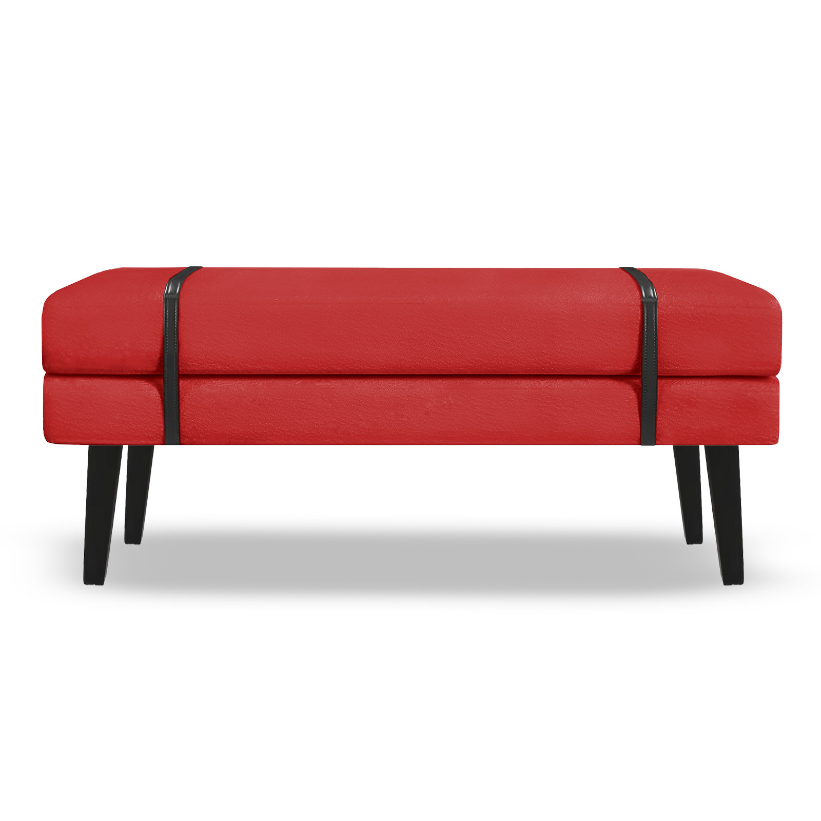 Banco Estofado Viena 1,20m Suede Vermelho - Inova Decorações