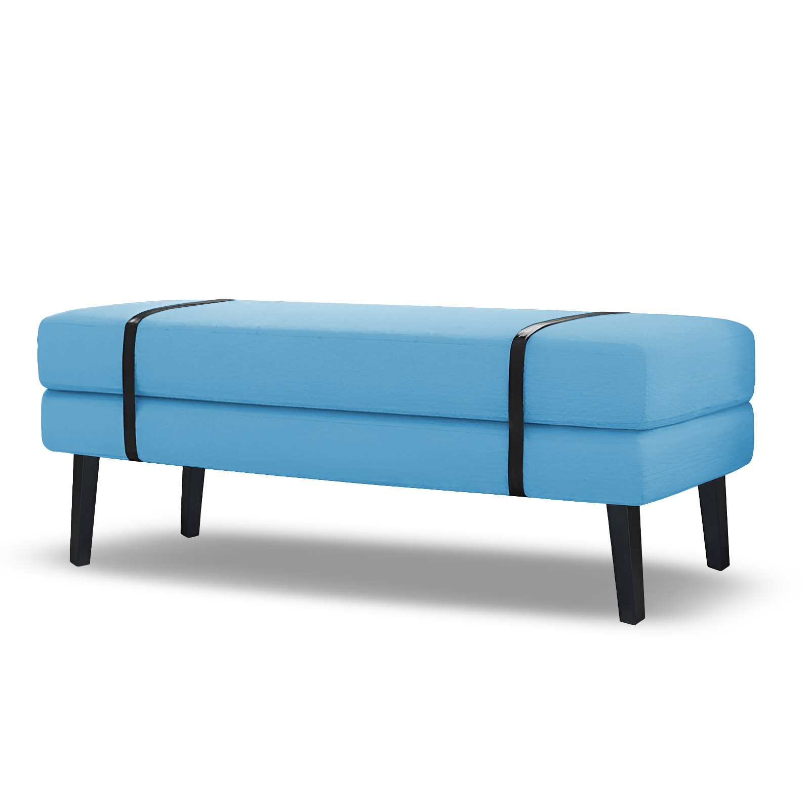 Banco Estofado Viena 1,40m Suede Azul Turquesa - Inova Decorações