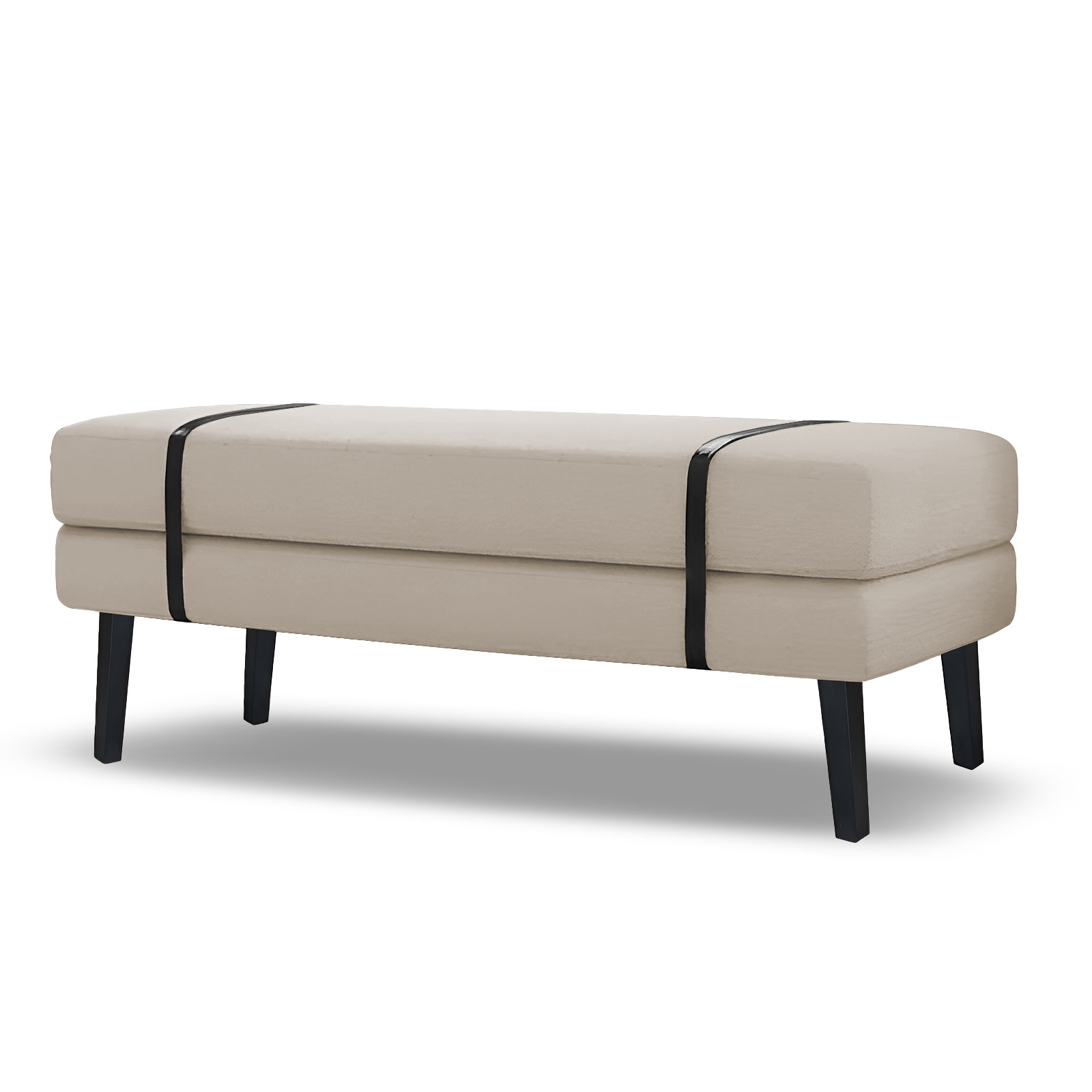 Banco Estofado Viena 1,40m Suede Bege - Inova Decorações