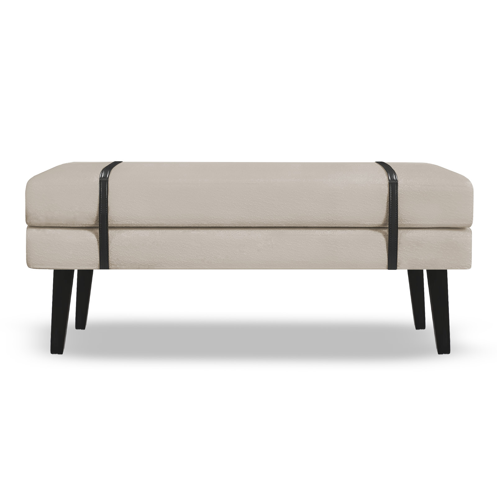 Banco Estofado Viena 1,40m Suede Bege - Inova Decorações