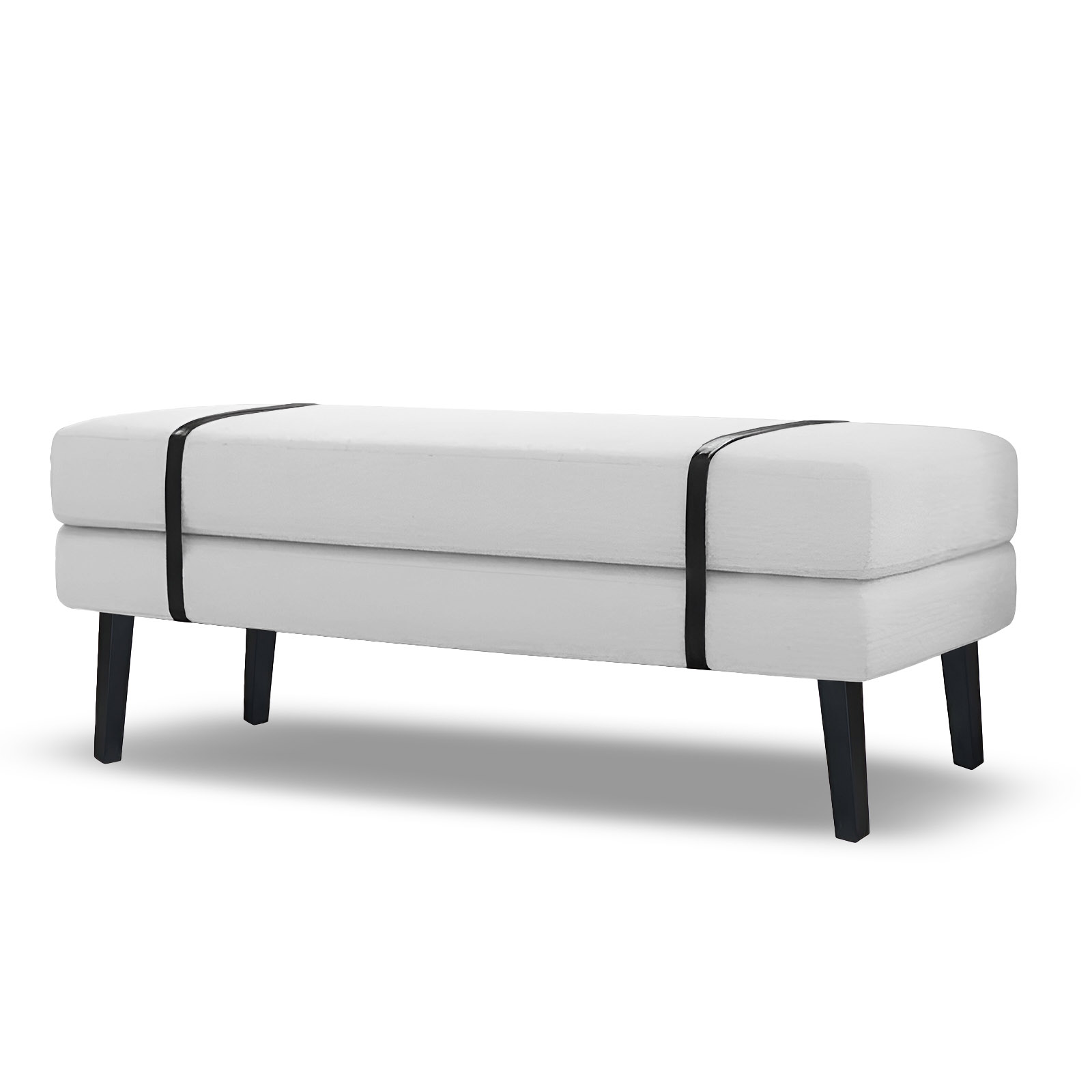 Banco Estofado Viena 1,40m Suede Branco - Inova Decorações