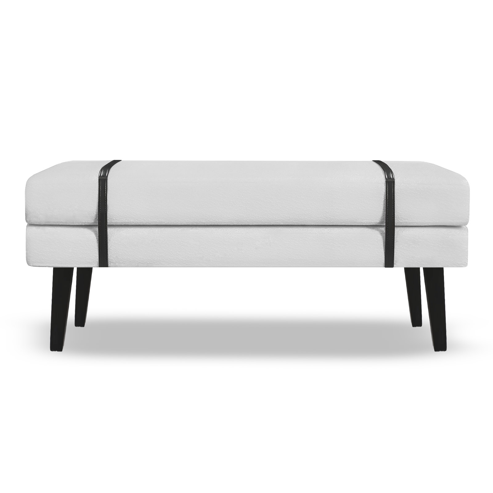 Banco Estofado Viena 1,40m Suede Branco - Inova Decorações