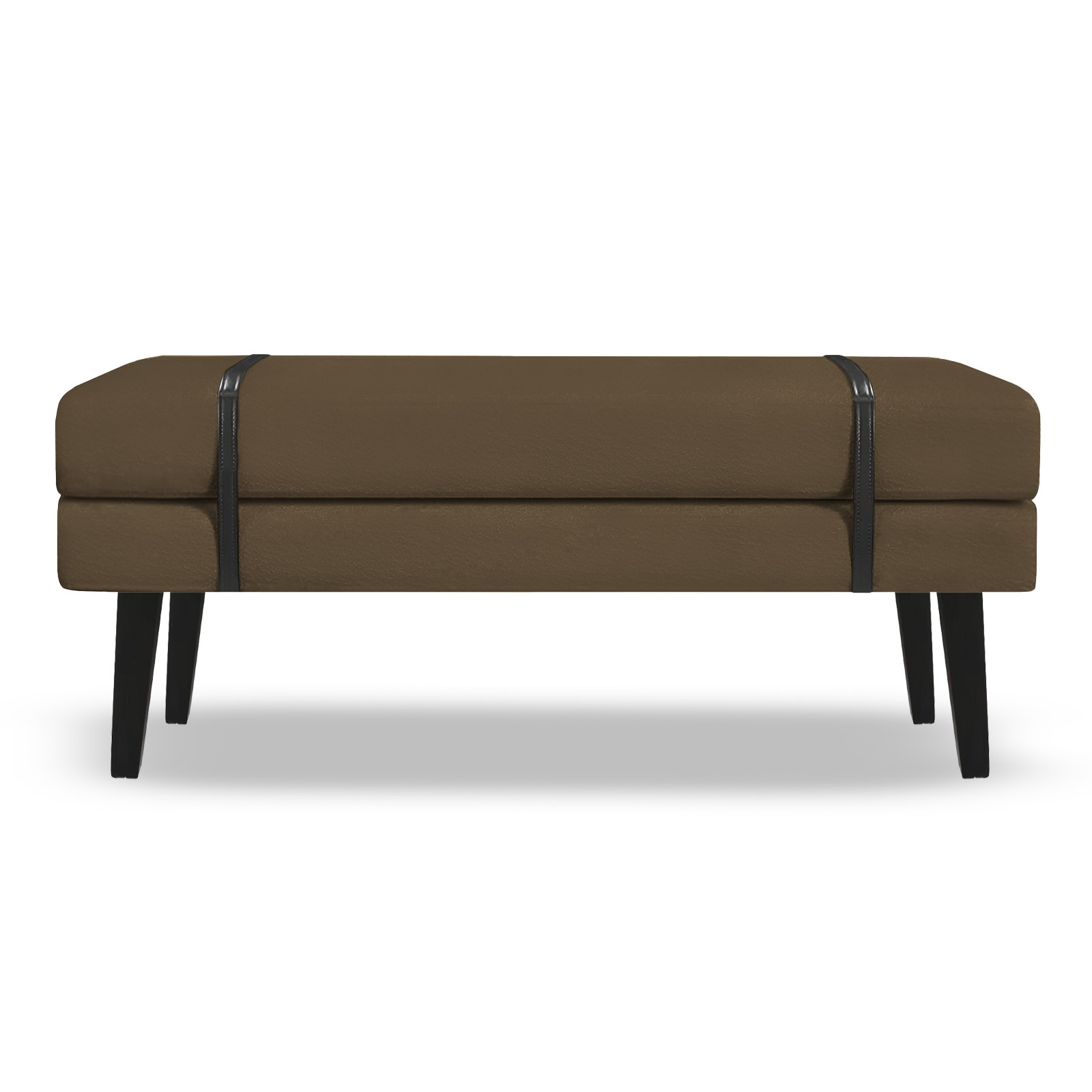 Banco Estofado Viena 1,40m Suede Marrom - Inova Decorações