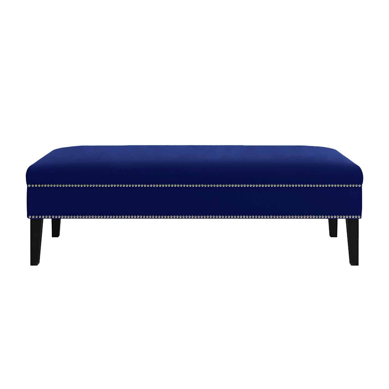 Banco Sofia 1,20m com Tachas Suede Azul Marinho - Inova Decor