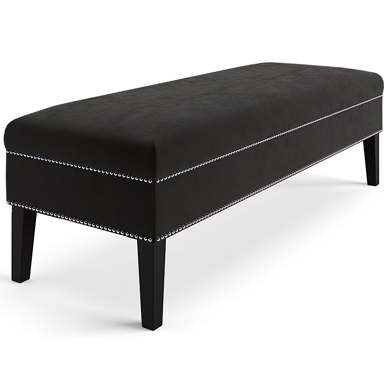 Banco Sofia 1,20m com Tachas Suede Preto - Inova Decor