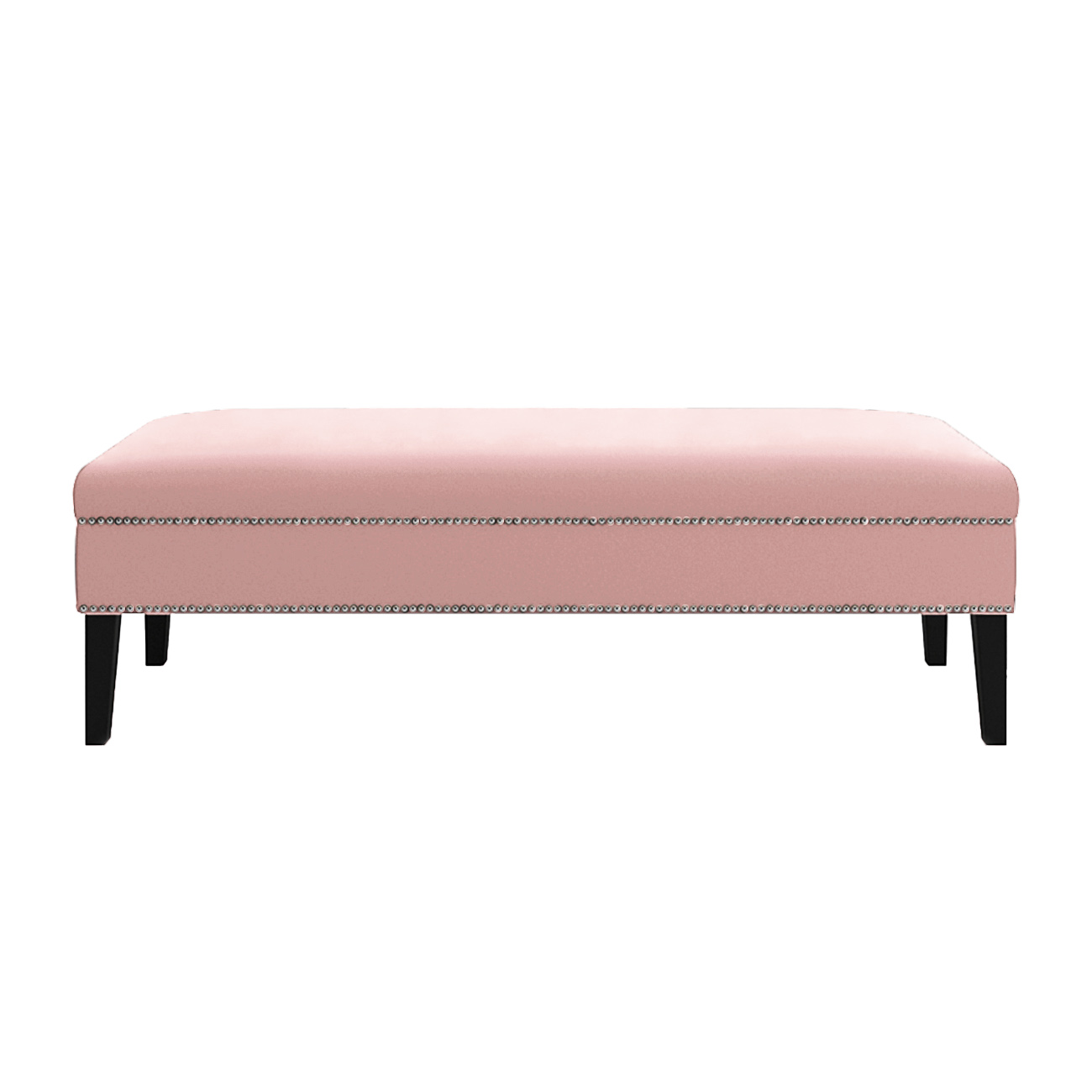 Banco Sofia 1,20m com Tachas Suede Rosa Bebe - Inova Decor
