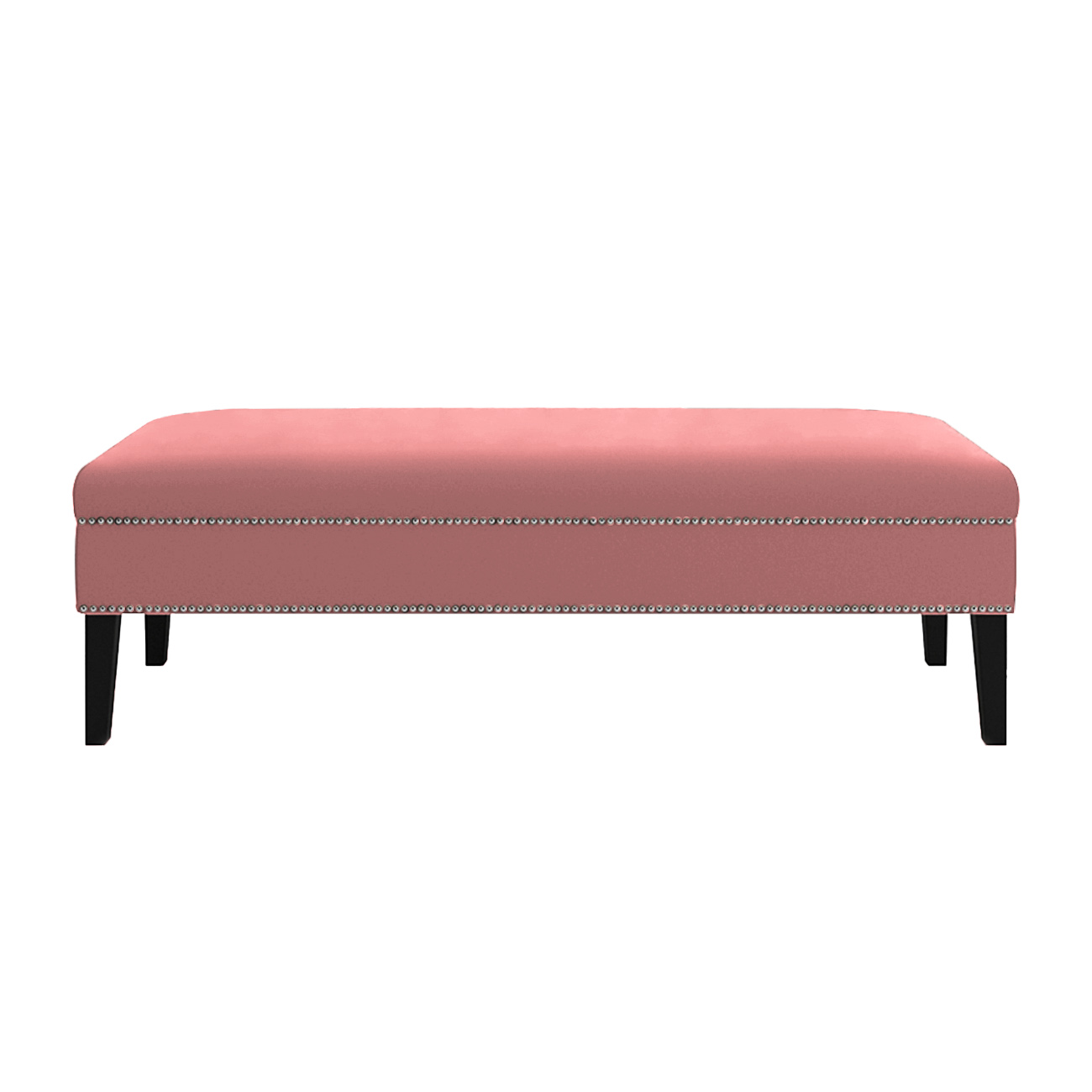 Banco Sofia 1,20m com Tachas Suede Rose - Inova Decor