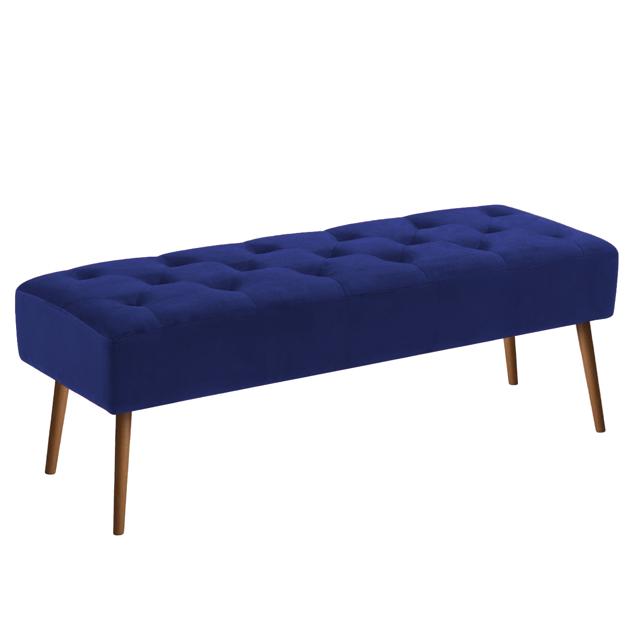 Banco estofado Rubi 1,20m Suede Azul Marinho - Inova Decor