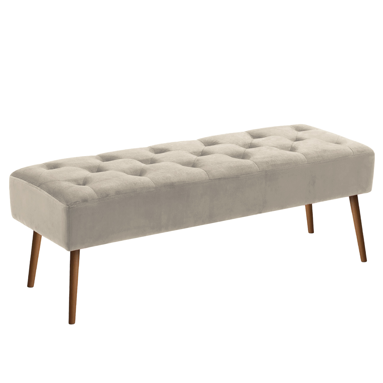 Banco estofado Rubi 1,40m Suede Bege - Inova Decor