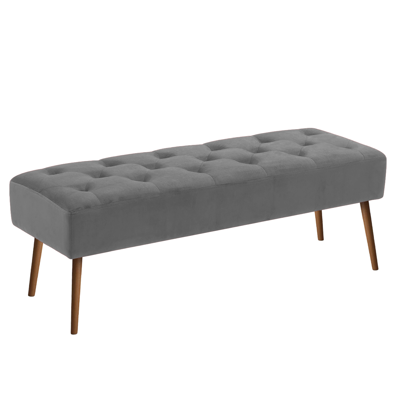Banco estofado Rubi 1,40m Suede Cinza - Inova Decor