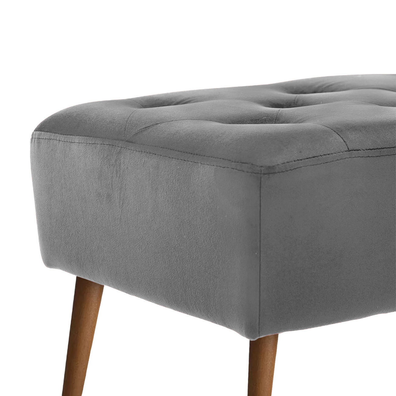 Banco estofado Rubi 1,40m Suede Cinza - Inova Decor