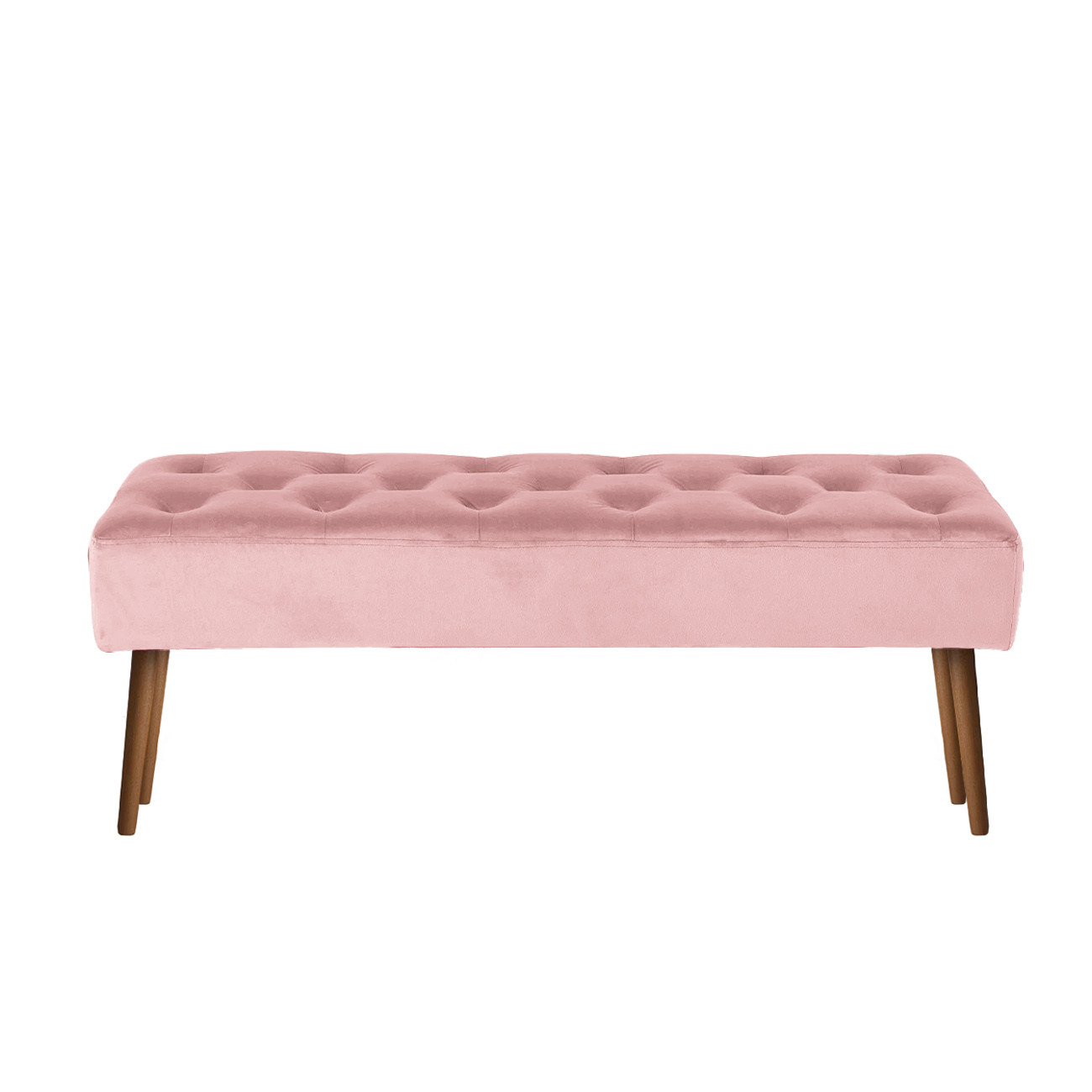 Banco estofado Rubi 1,40m Suede Rosa Bebe - Inova Decor