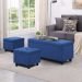 Kit Recamier Madri 1,40m + 2 Puff Suede Azul Marinho - Inova Decor