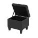 Kit Recamier Madri 1,40m + 2 Puff Suede Preto - Inova Decor