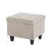 Kit Recamier Madri 1,60m + 2 Puff Suede Bege - Inova Decor