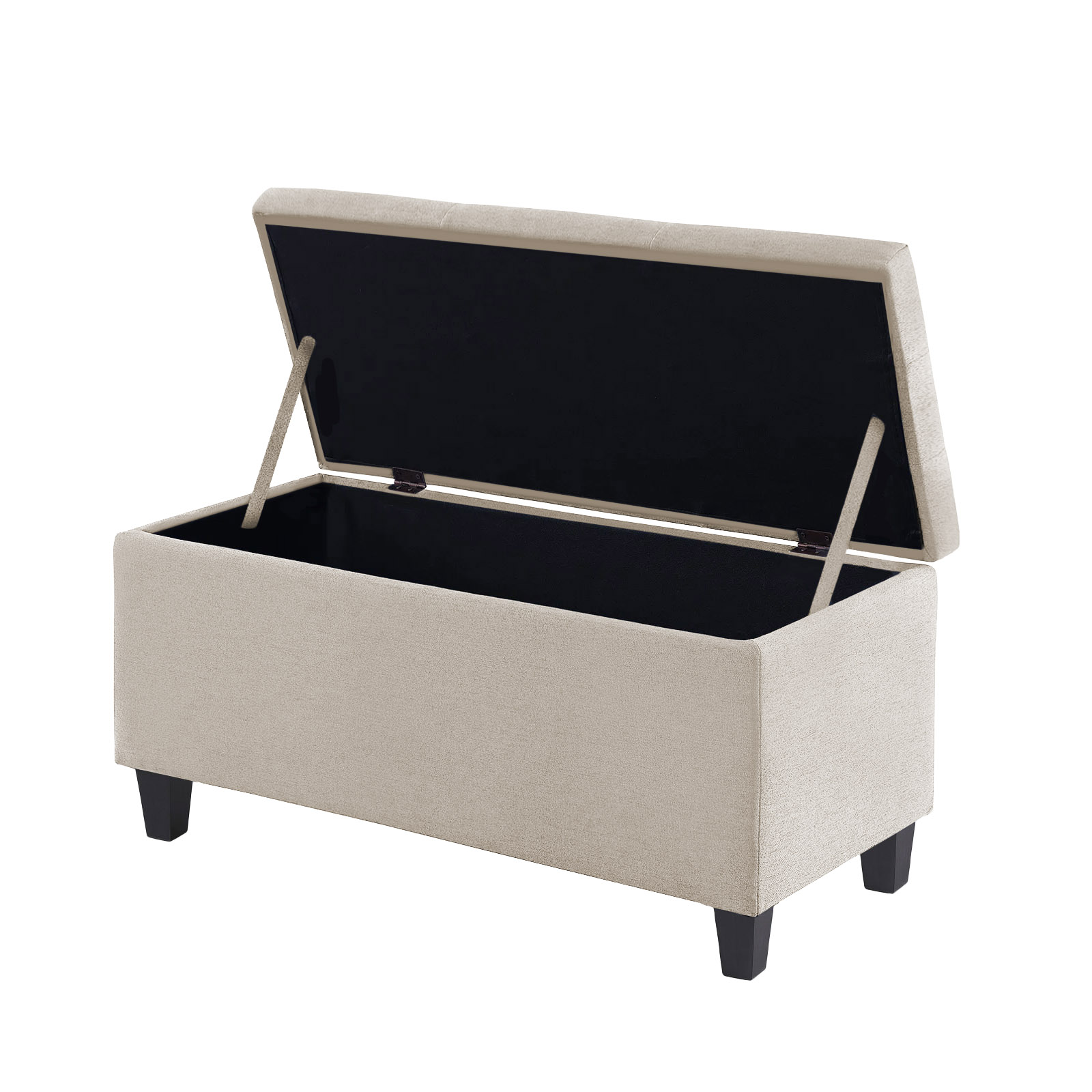 Kit Recamier Madri 1,60m + 2 Puff Suede Bege - Inova Decor
