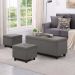 Kit Recamier Madri 1,60m + 2 Puff Suede Cinza - Inova Decor