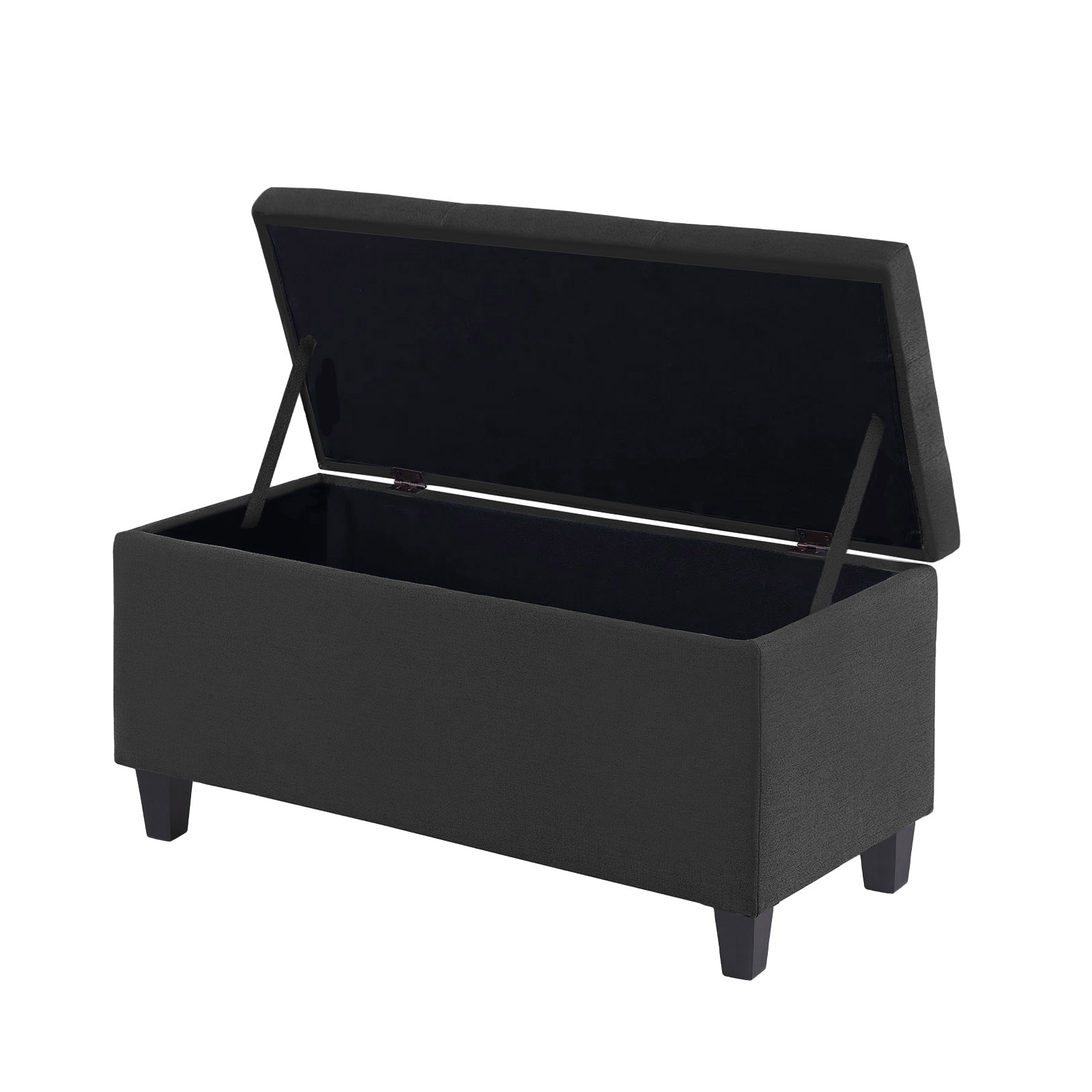 Kit Recamier Madri 1,60m + 2 Puff Suede Preto - Inova Decor