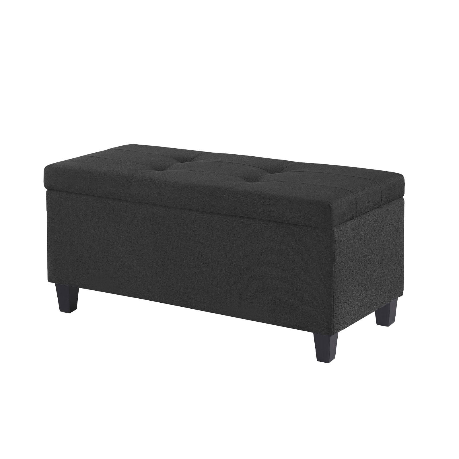 Kit Recamier Madri 1,60m + 2 Puff Suede Preto - Inova Decor