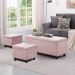 Kit Recamier Madri 1,60m + 2 Puff Suede Rosa Bebe - Inova Decor