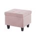 Kit Recamier Madri 1,60m + 2 Puff Suede Rosa Bebe - Inova Decor