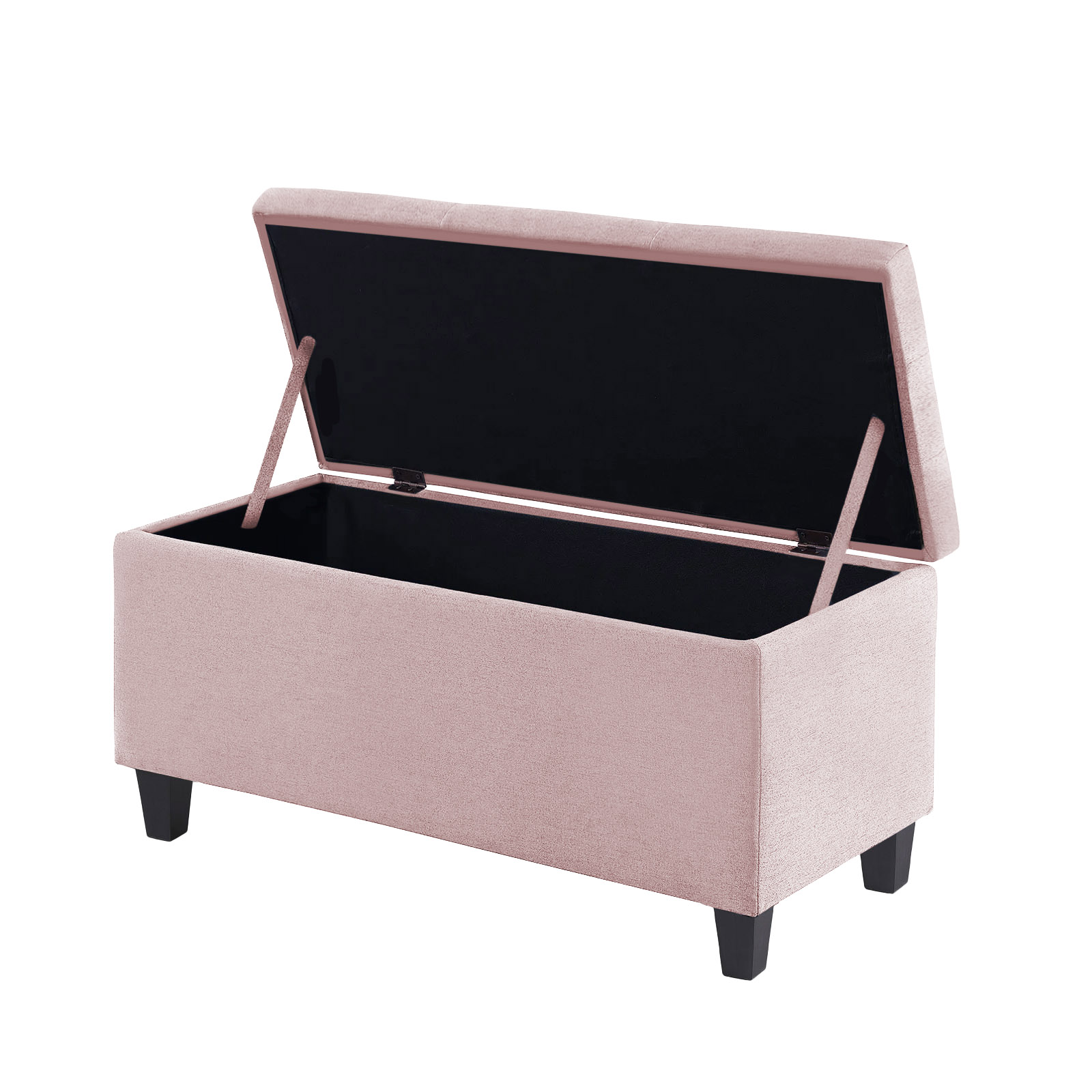 Kit Recamier Madri 1,60m + 2 Puff Suede Rosa Bebe - Inova Decor