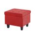 Kit Recamier Madri 1,60m + 2 Puff Suede Vermelho - Inova Decor