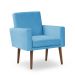 Poltrona Decorativa Nina Suede Azul Turquesa - Inova Decor