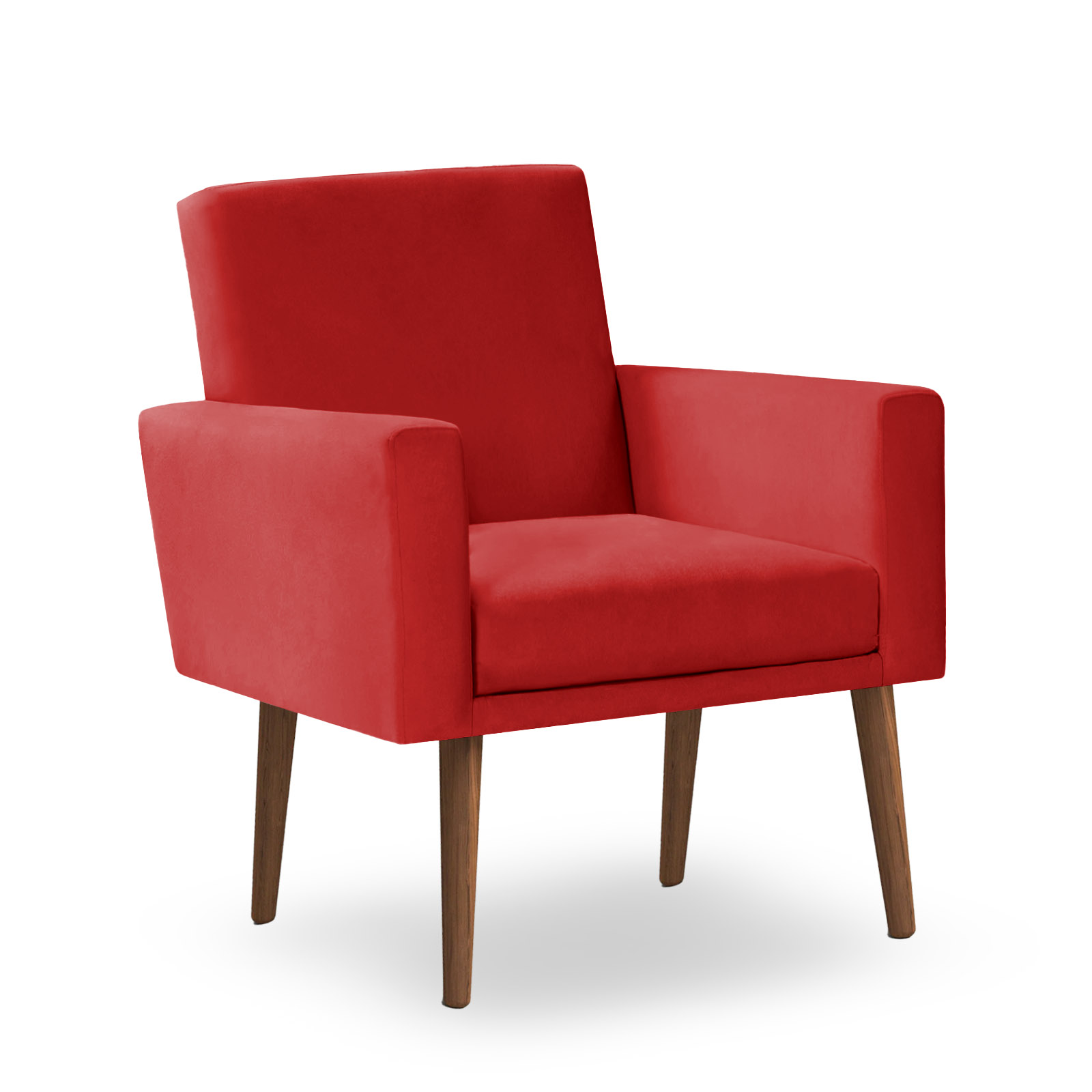Poltrona Decorativa Nina Suede Vermelho - Inova Decor